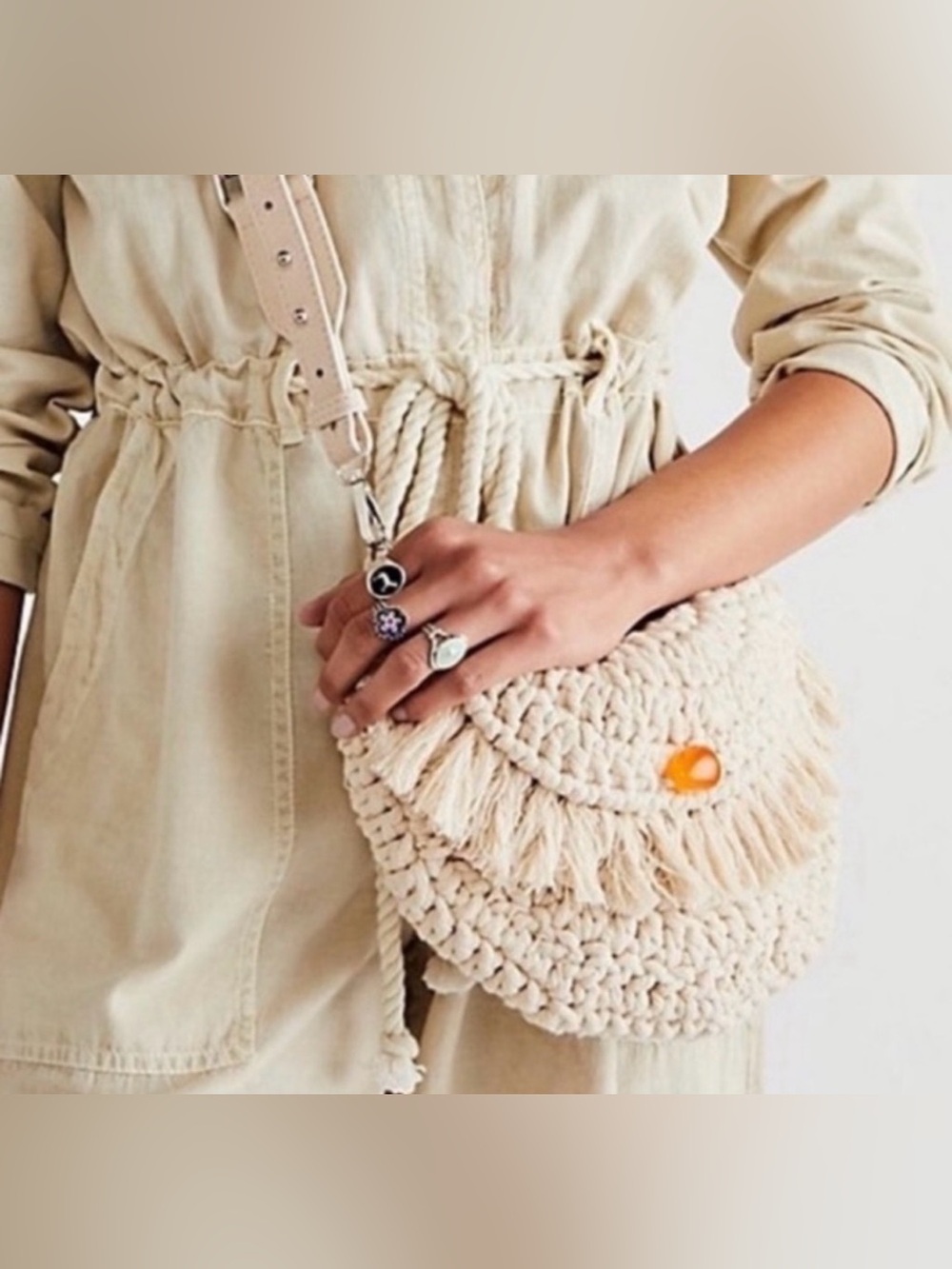 Free People Macrame Moon Crossbody Bag Strap